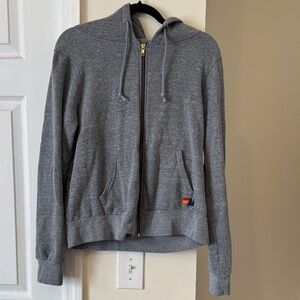 Aviator Nation Gray Zip-Up Hoodie with Logo